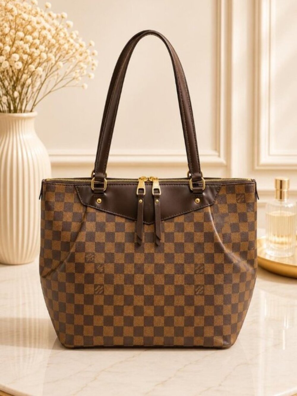 Authentic Louis Vuitton Westminster GM Damier Ebene Tote Bag LV